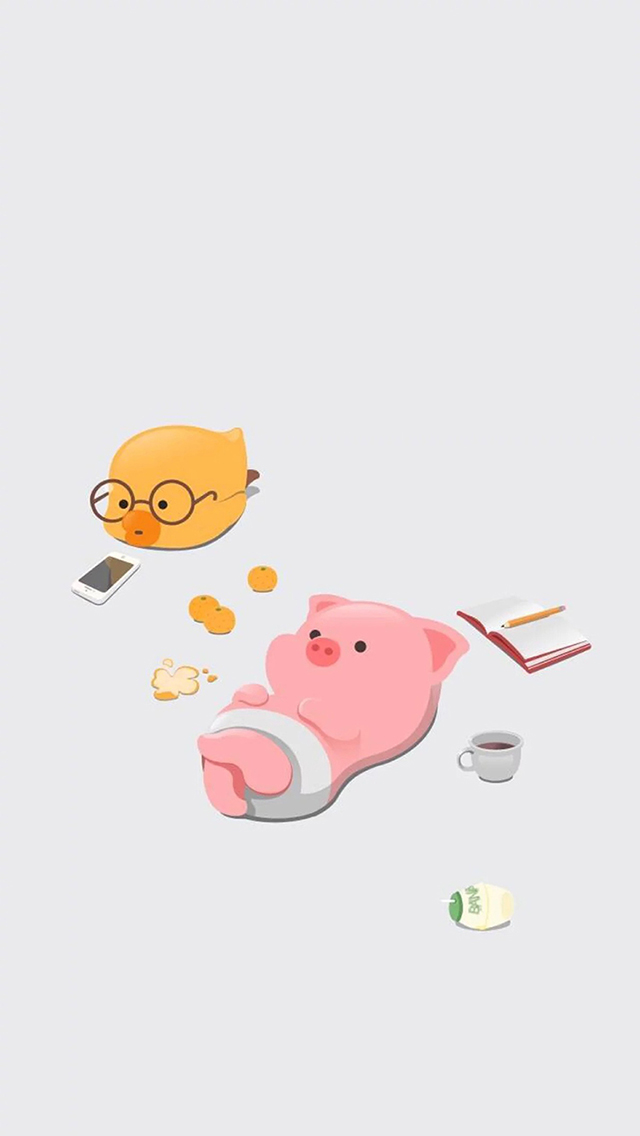 萌萌哒可爱小猪图片卡通 苹果手机高清壁纸 6