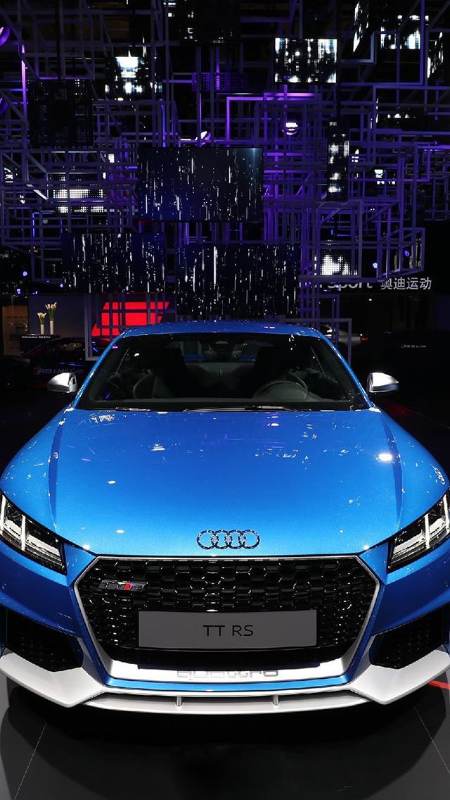 奥迪 汽车 蓝色 灯光 苹果手机高清壁纸 640x1136