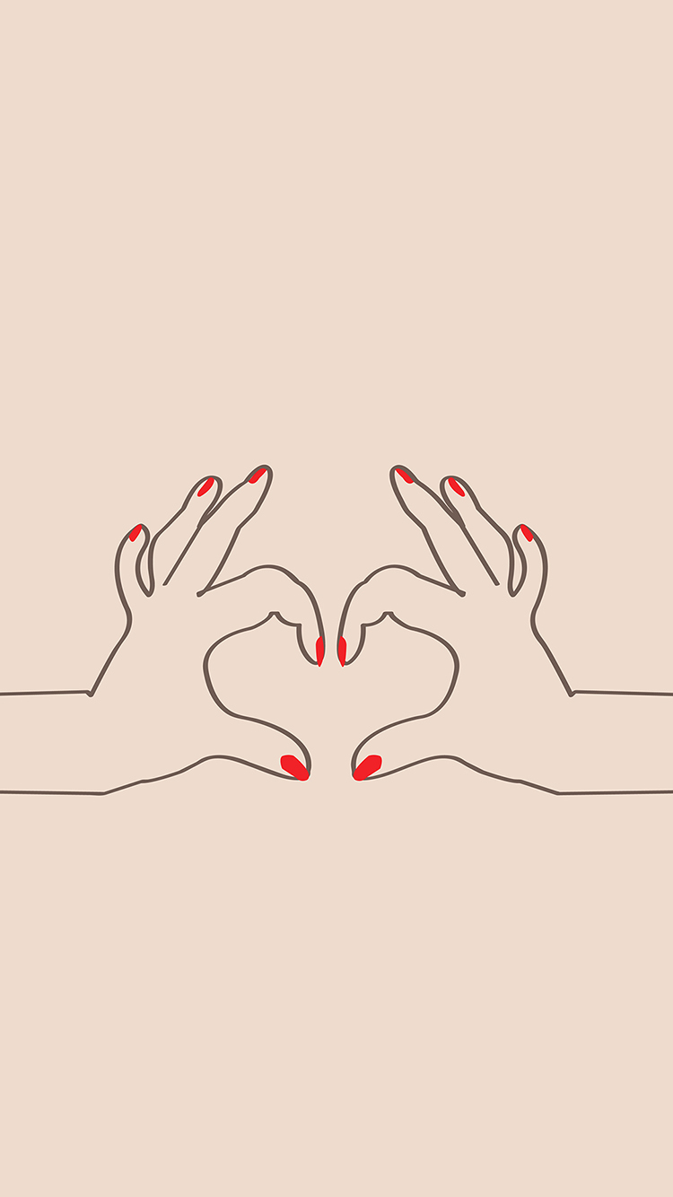 比心 爱心 手势 简笔画 爱情 苹果手机高清壁纸 750x