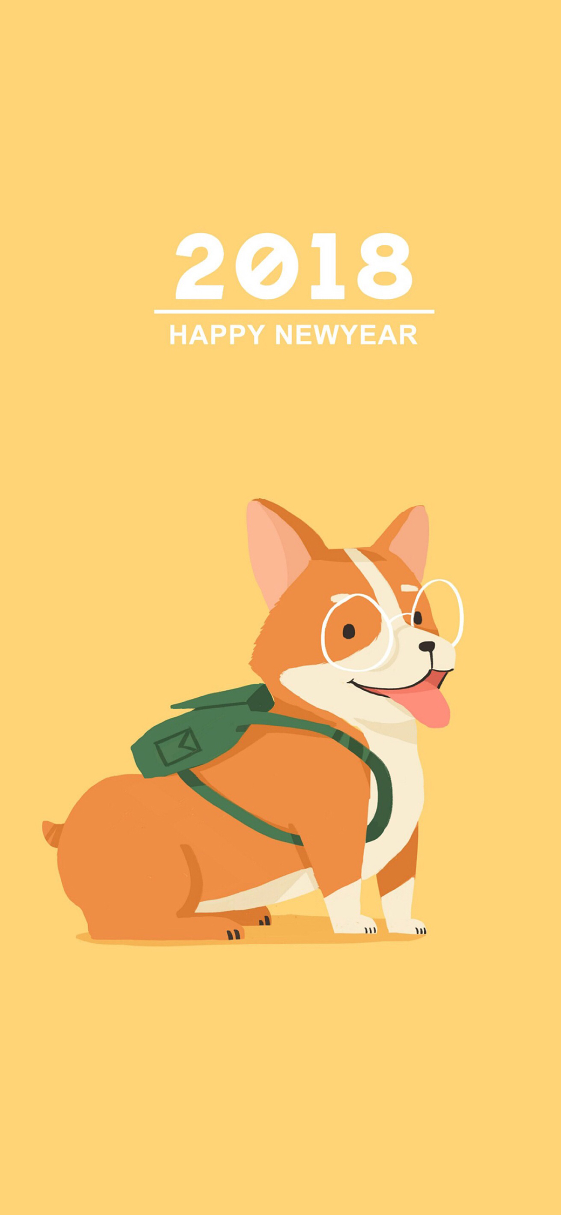 柯基2018 happy new year 苹果手机高清壁纸 1125x