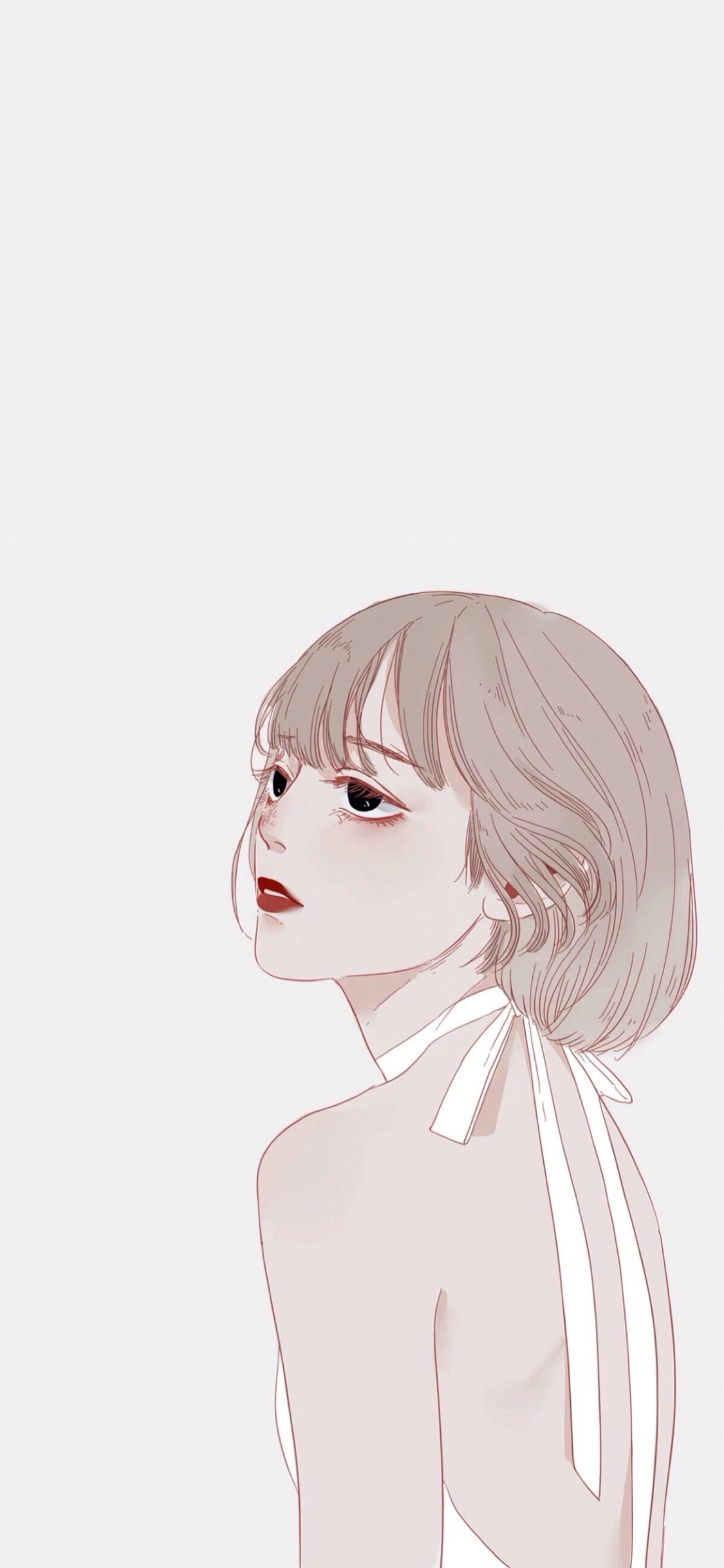 卡通 短发 女孩 侧面