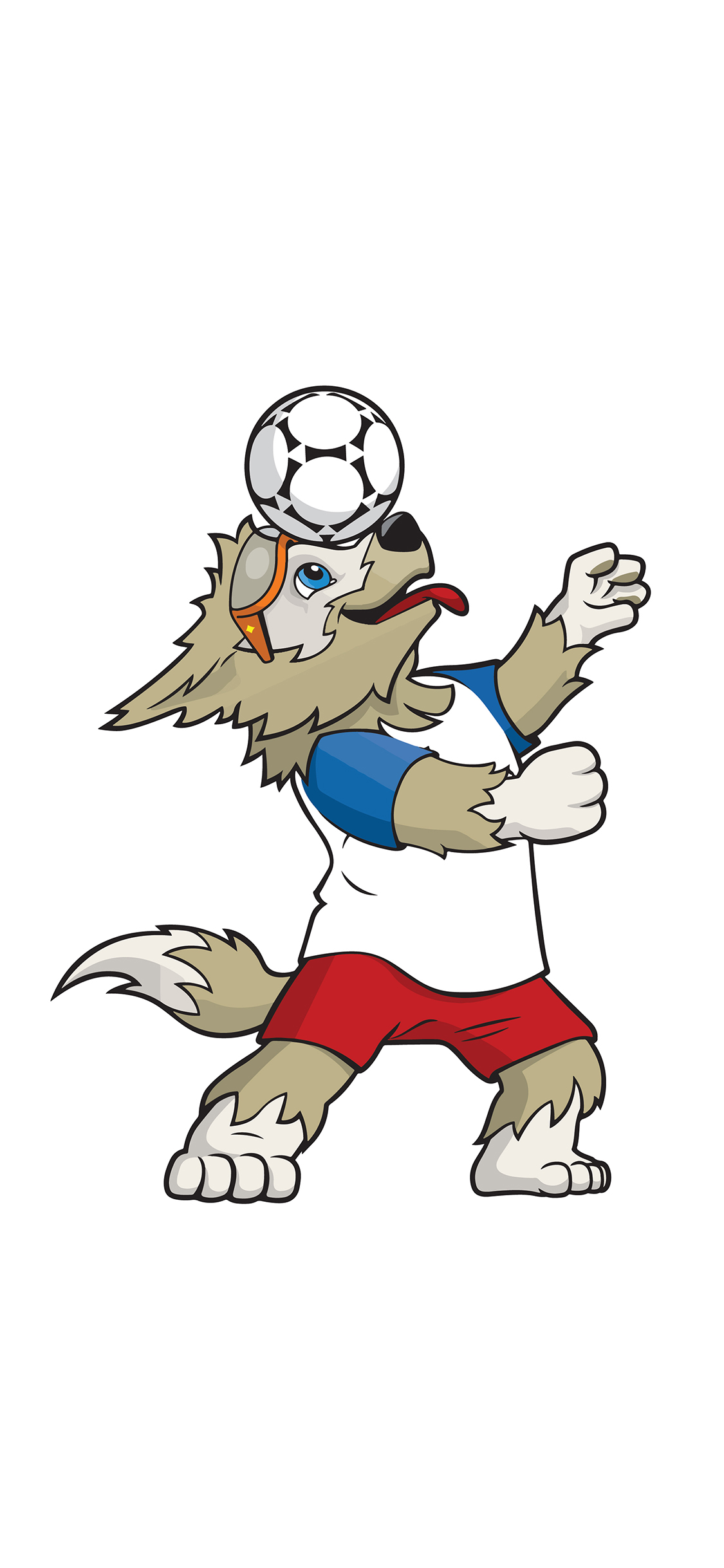 世界杯 西伯利亚狼 扎比瓦卡 吉祥物 足球 苹果手机高清壁纸 1125x
