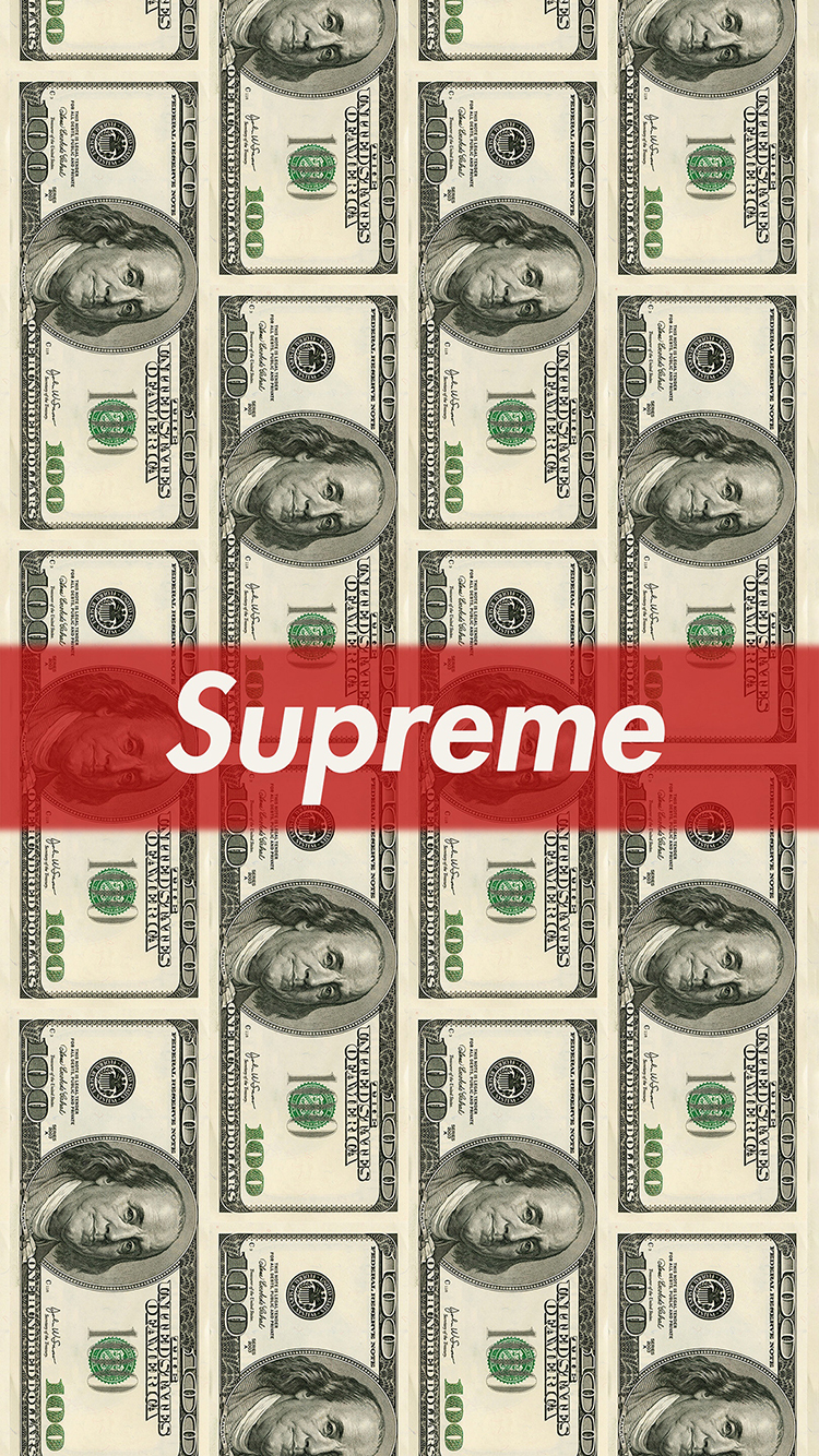 supreme 潮牌 logo 标志 商标 美元 钱 纸币 苹果手机