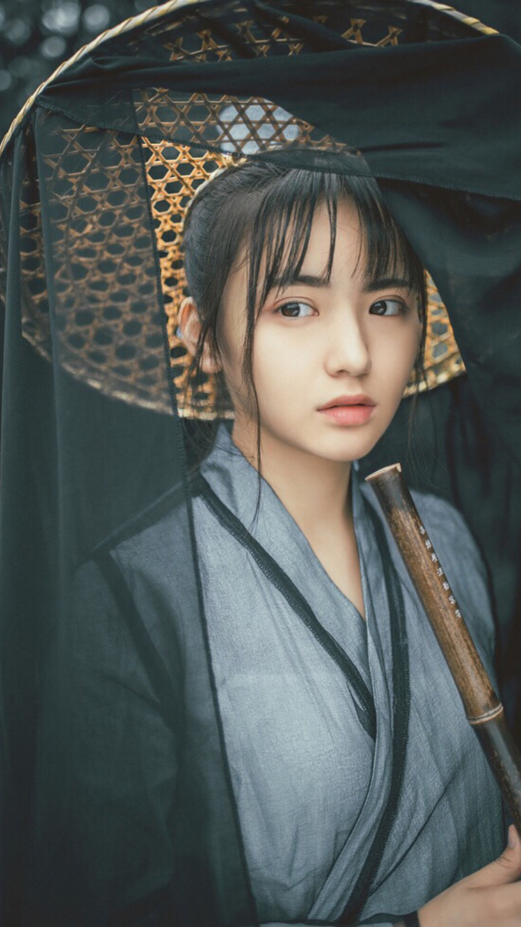 漂亮 少女 古装 笛子 苹果手机高清壁纸 750x13