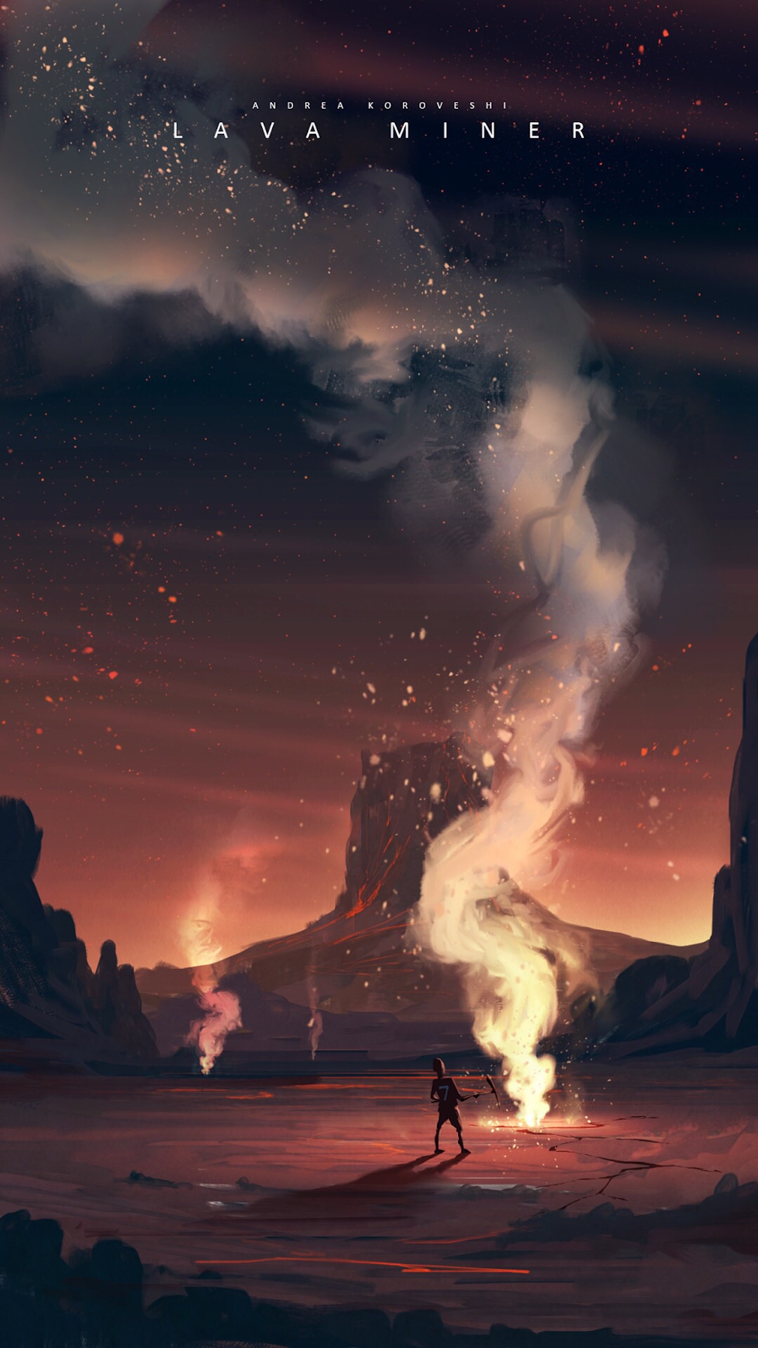 火焰 山 日漫 夜晚 苹果手机高清壁纸 1080x19