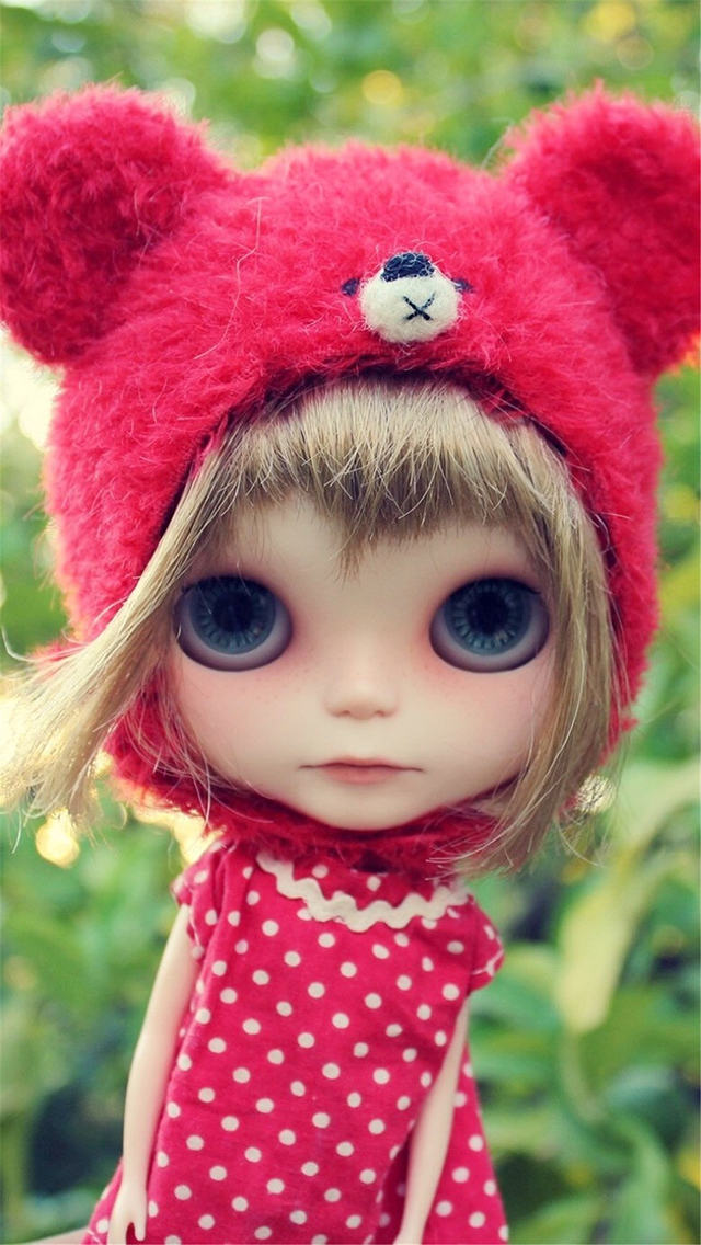 布娃娃 女孩 小红帽 小熊 红色 苹果手机高清壁纸 640x1136_爱思助手