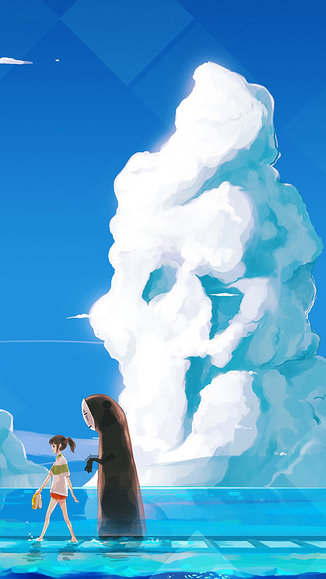 漫画 千与千寻 宫崎骏 无脸男 苹果手机高清壁纸