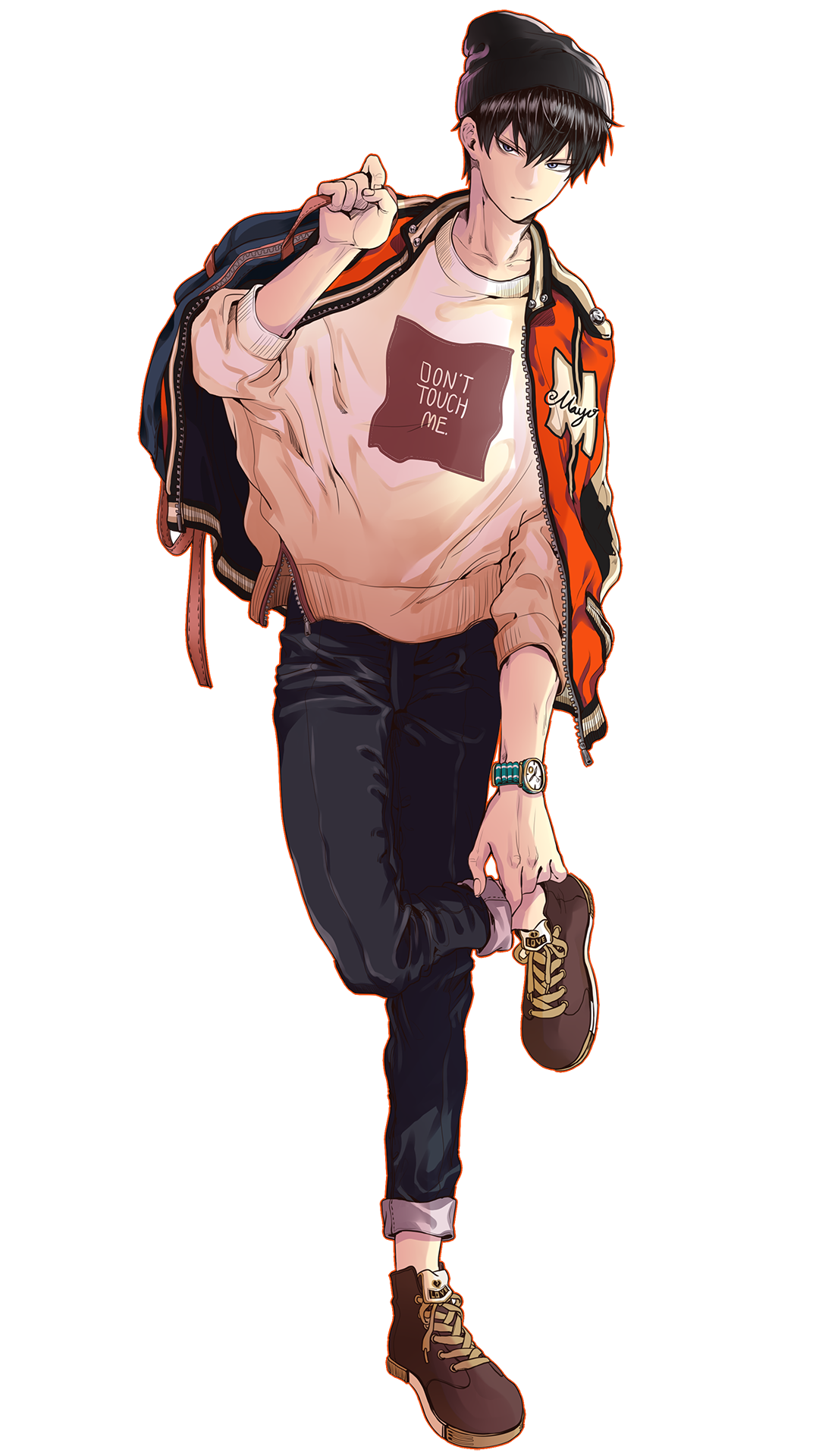 美少年 漫画 时尚少年 背包 潮流 苹果手机高清