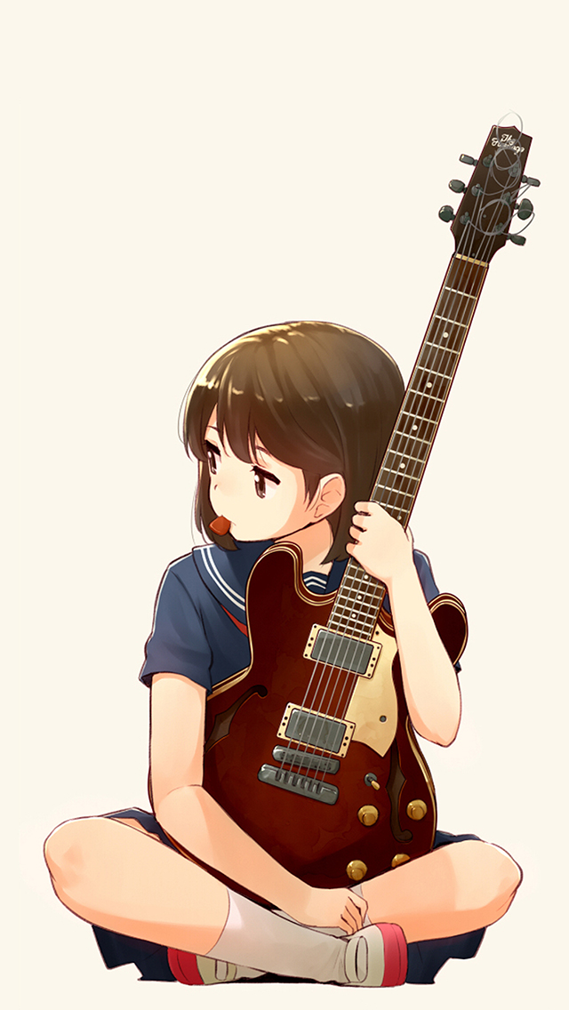 女生 吉他 动漫 漫画 苹果手机高清壁纸 640x11