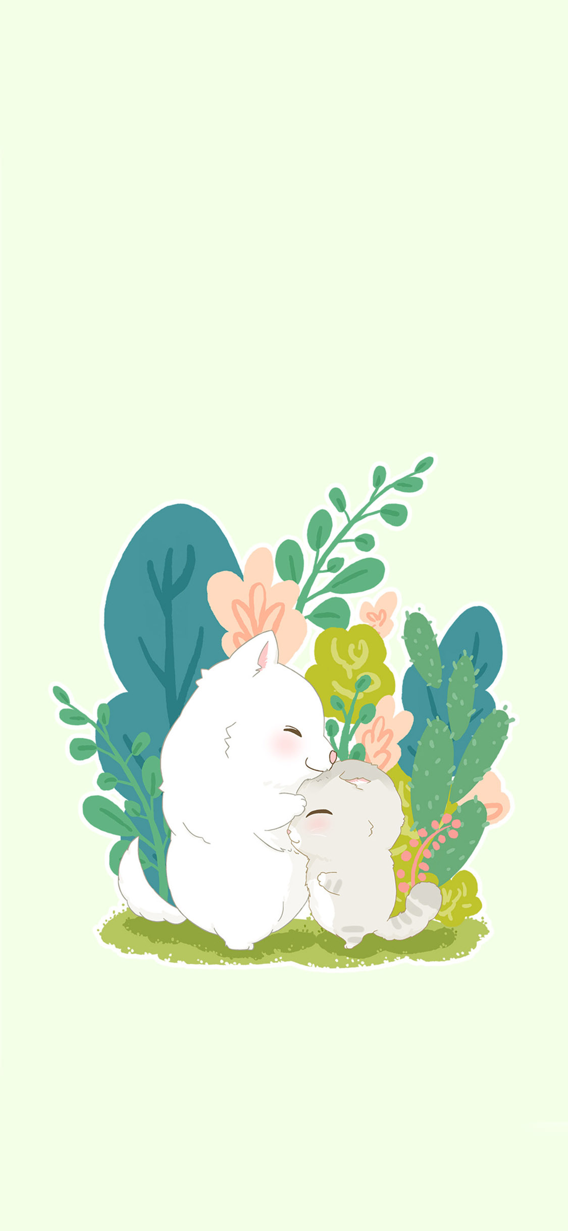 手绘 清新 温馨 拥抱 苹果手机高清壁纸 1125x2