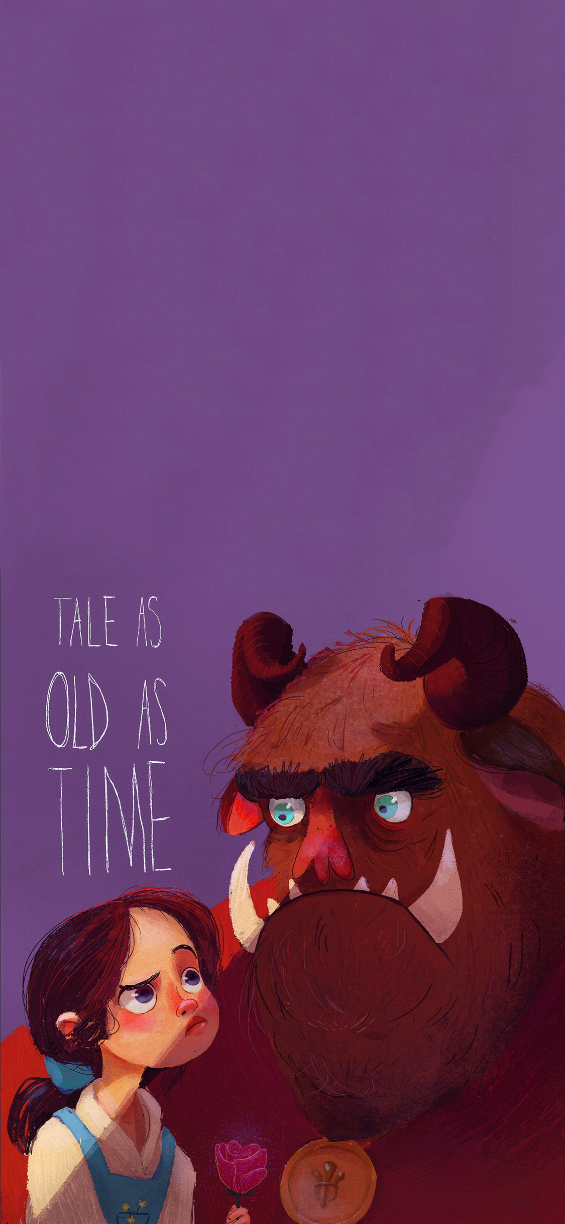 插画 美女与野兽 手绘板 苹果手机高清壁纸 11