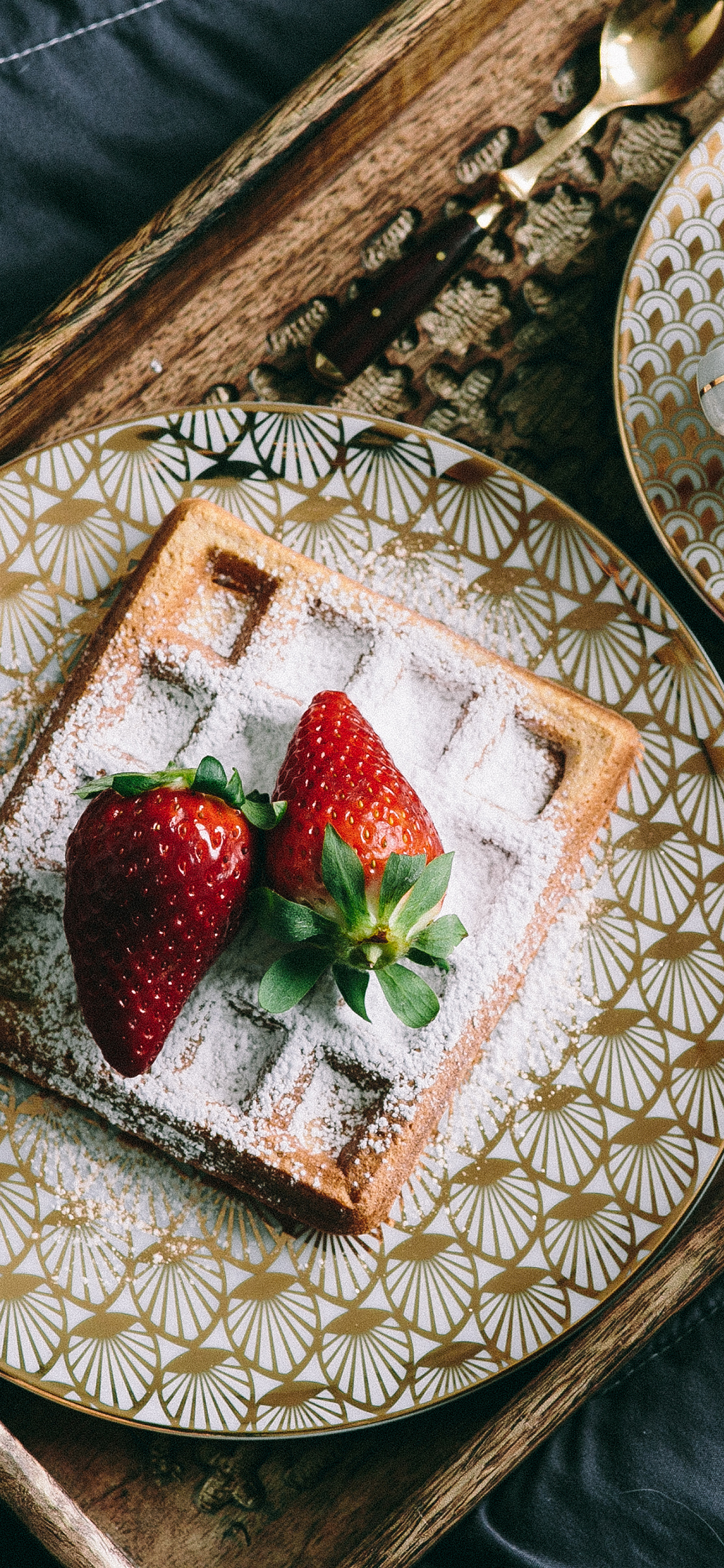 华夫饼 草莓 点心 咖啡 苹果手机高清壁纸 1125x2436_爱思助手