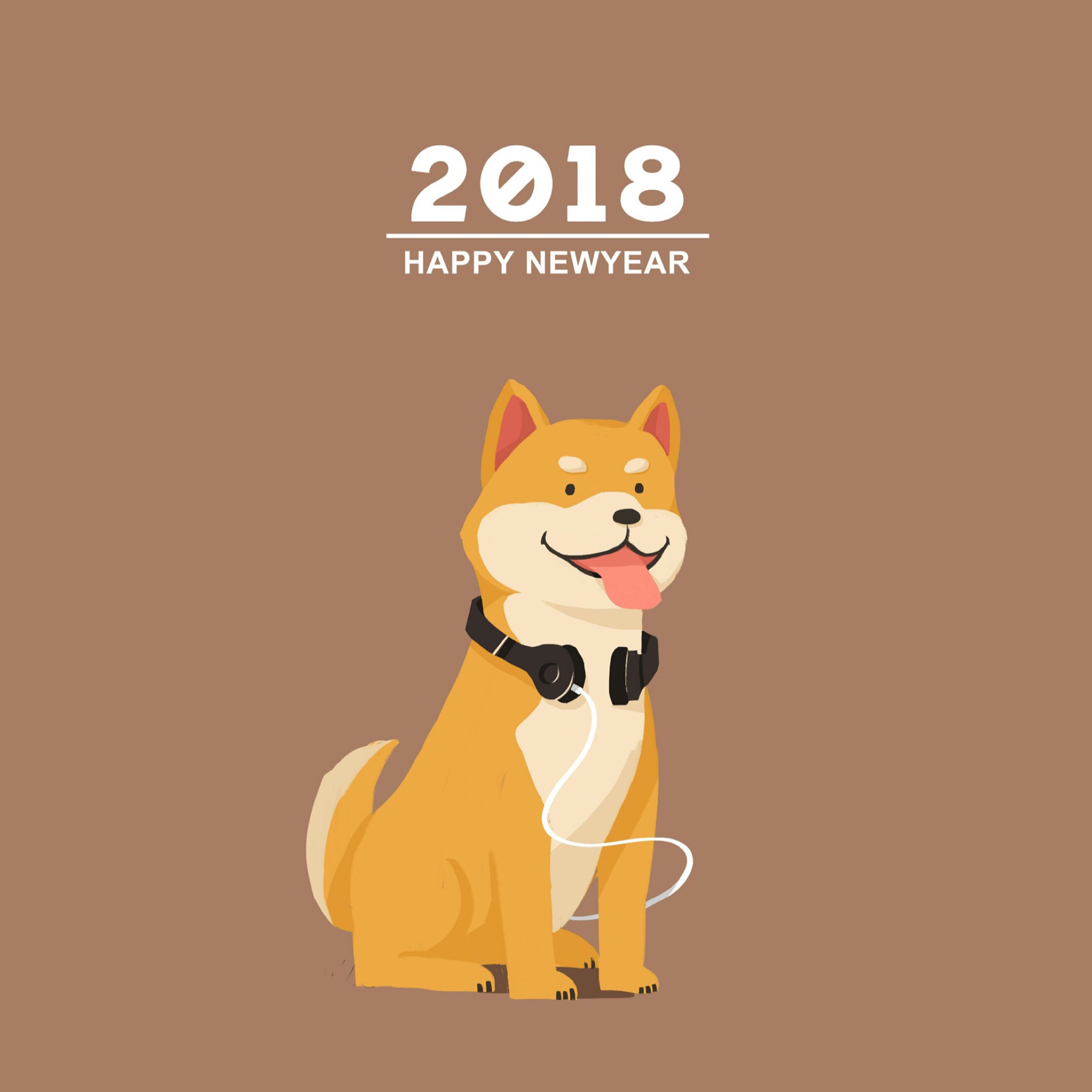 柴犬 2018 happy new year 苹果手机高清壁纸 2