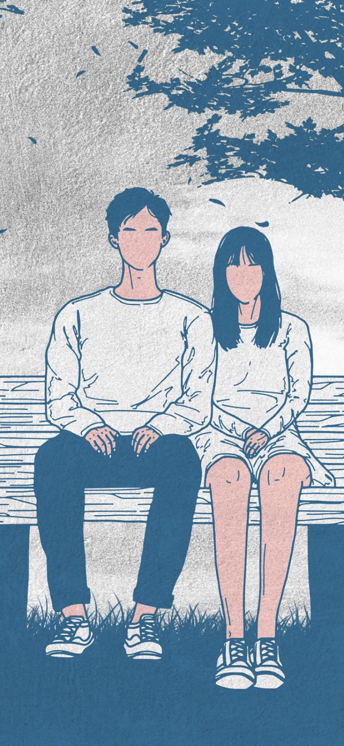 男女 情侣 爱情 浪漫 插画 苹果手机高清壁纸 1