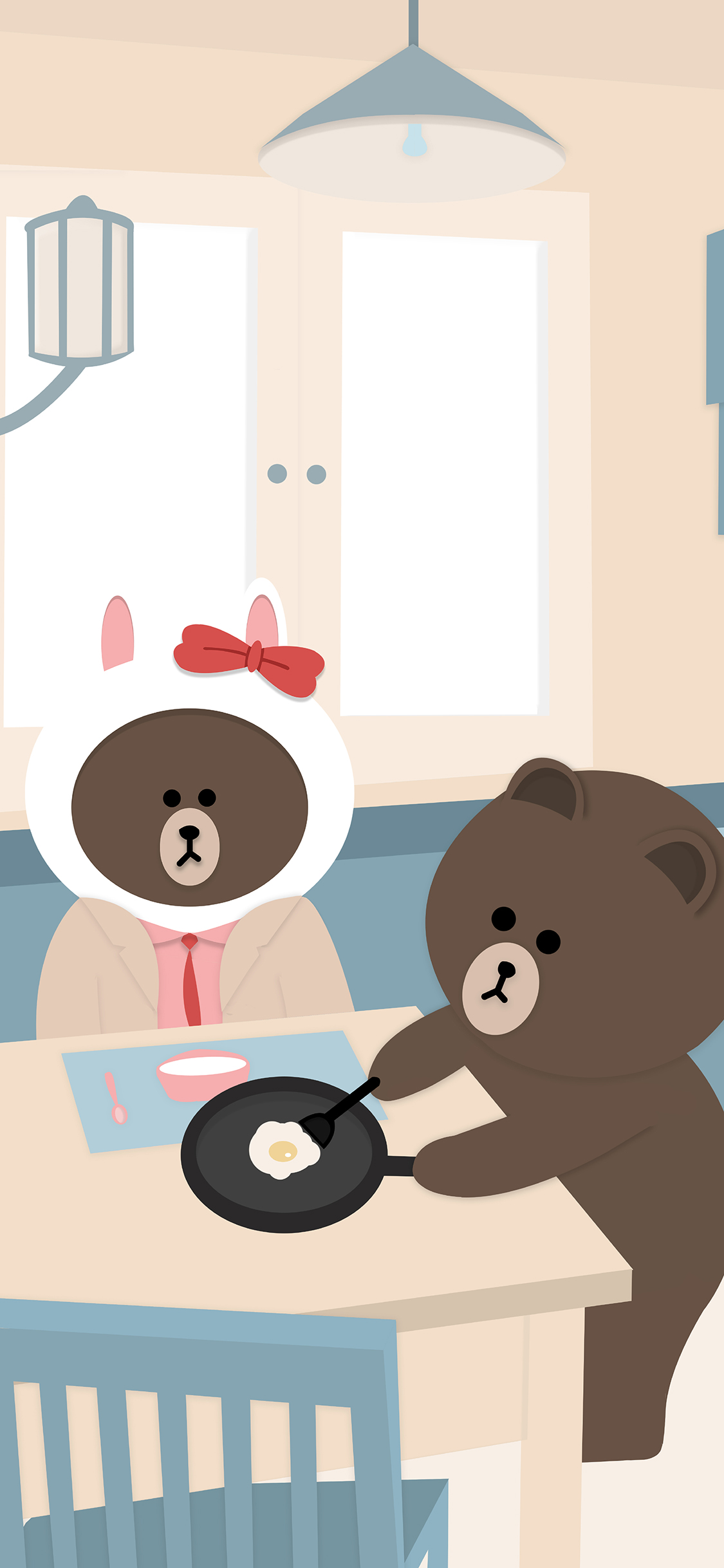 布朗熊 卡通 可爱 line friends 煎蛋 苹果手机高清壁纸 1125x2436