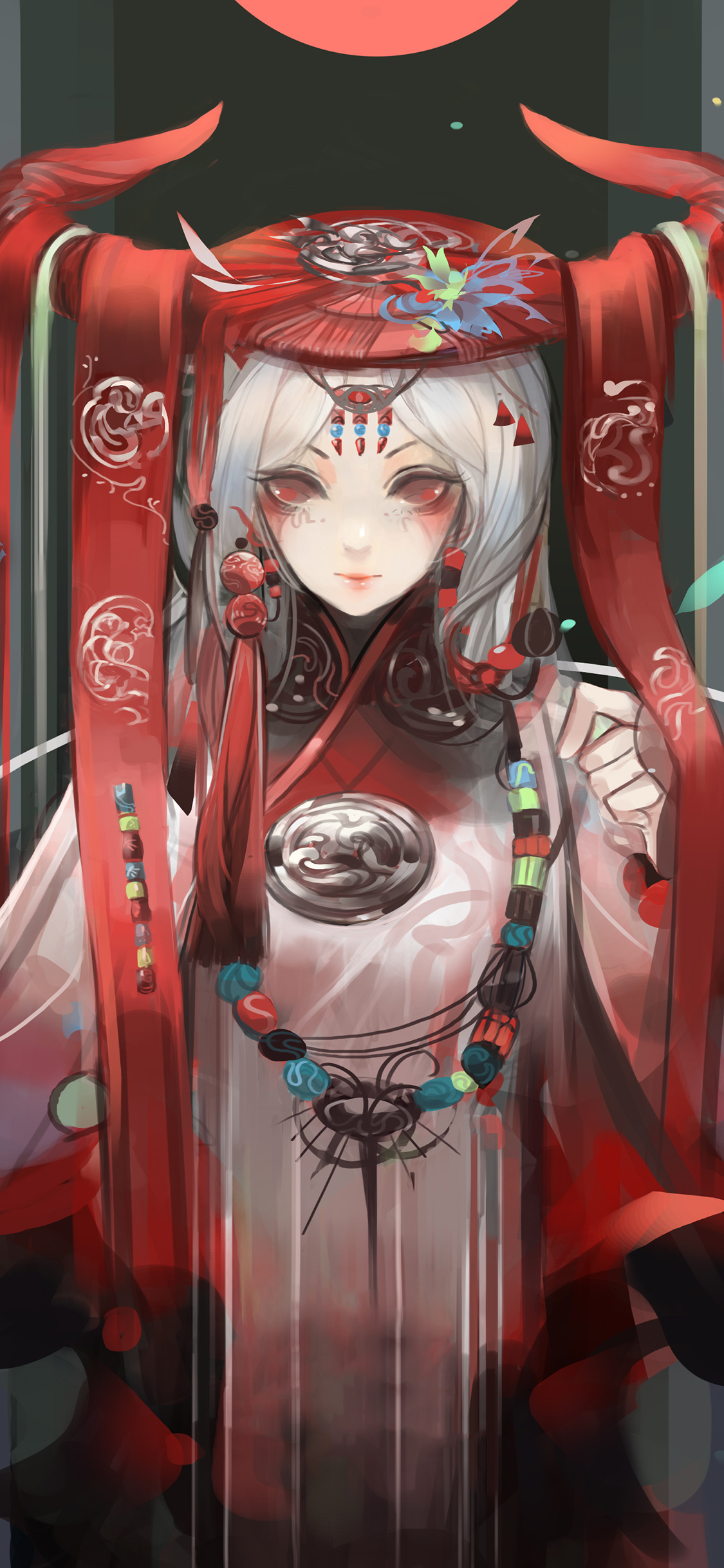 动漫女孩 手绘版 民族风 苹果手机高清壁纸 1125x2436_爱思助手