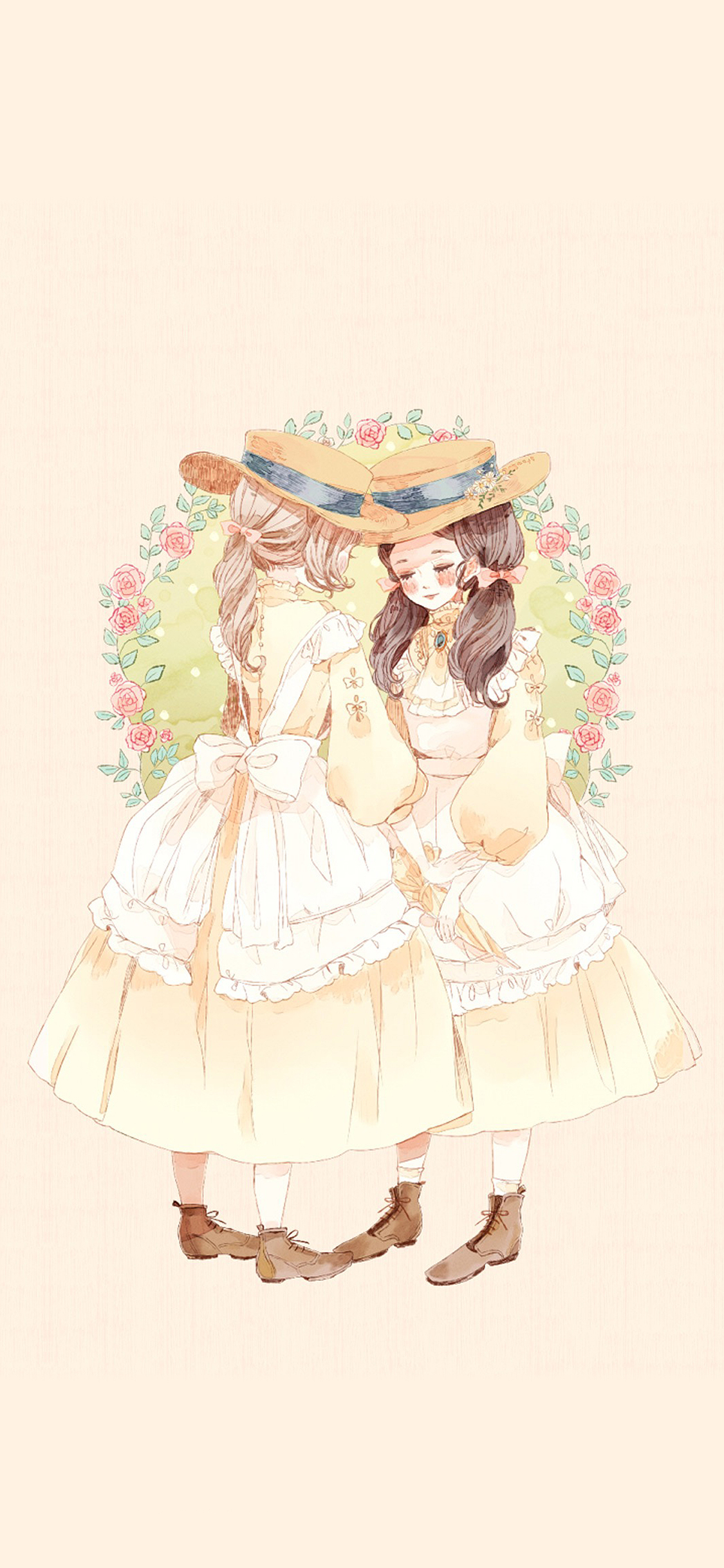 卡通 手绘 动漫少女 公主裙 苹果手机高清壁纸 1125x2436_爱思助手