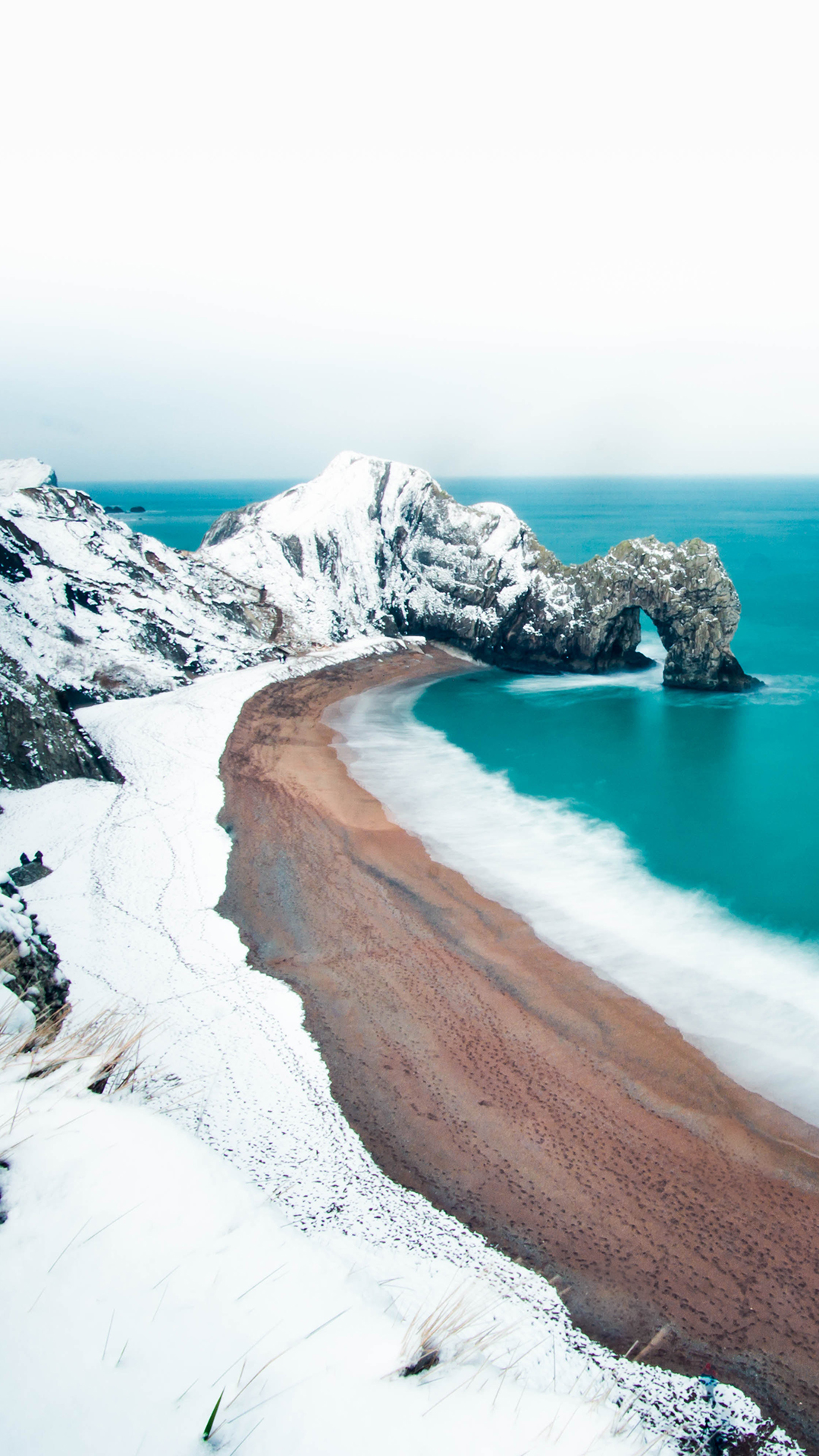 海岸 雪景 海边 海浪 苹果手机高清壁纸 1080x1