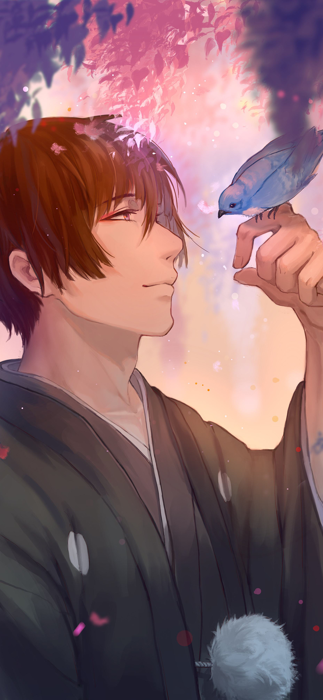 刀剑乱舞 大太刀男士 石切丸 日本 和服 手游 鸟 唯美 苹果手机高清