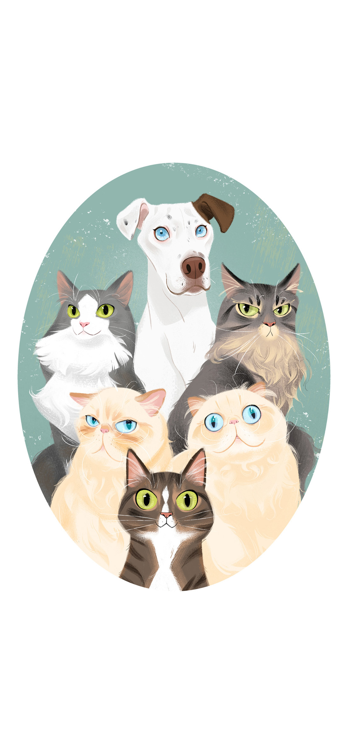 插画 猫咪 狗狗 合集 苹果手机高清壁纸 1125x2436_爱思助手