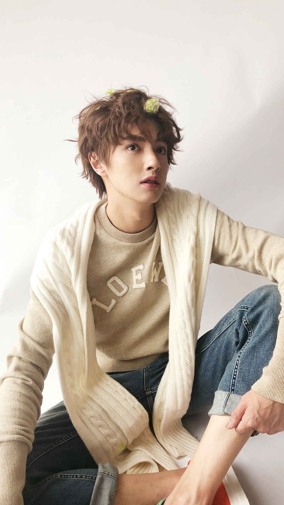 官鸿 演员 明星 时尚 花 苹果手机高清壁纸 1080x1920