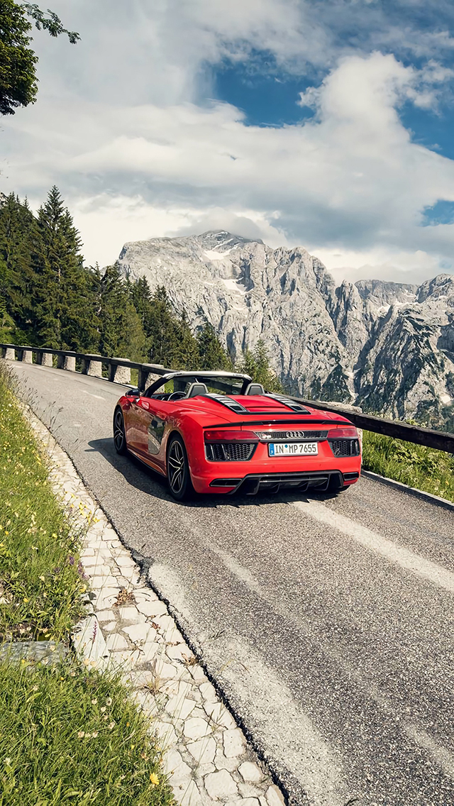 奥迪 炫酷 超级跑车 敞篷 山路 苹果手机高清壁纸 640x1136_爱思助手