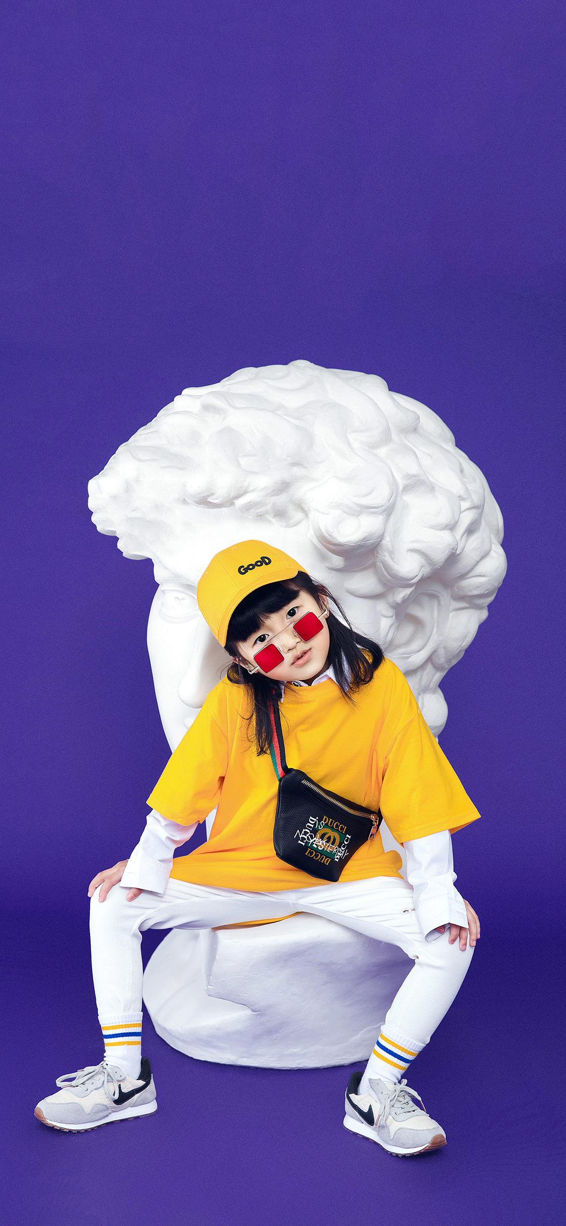 童模 小女孩 写真 帅气 潮流 苹果手机高清壁纸