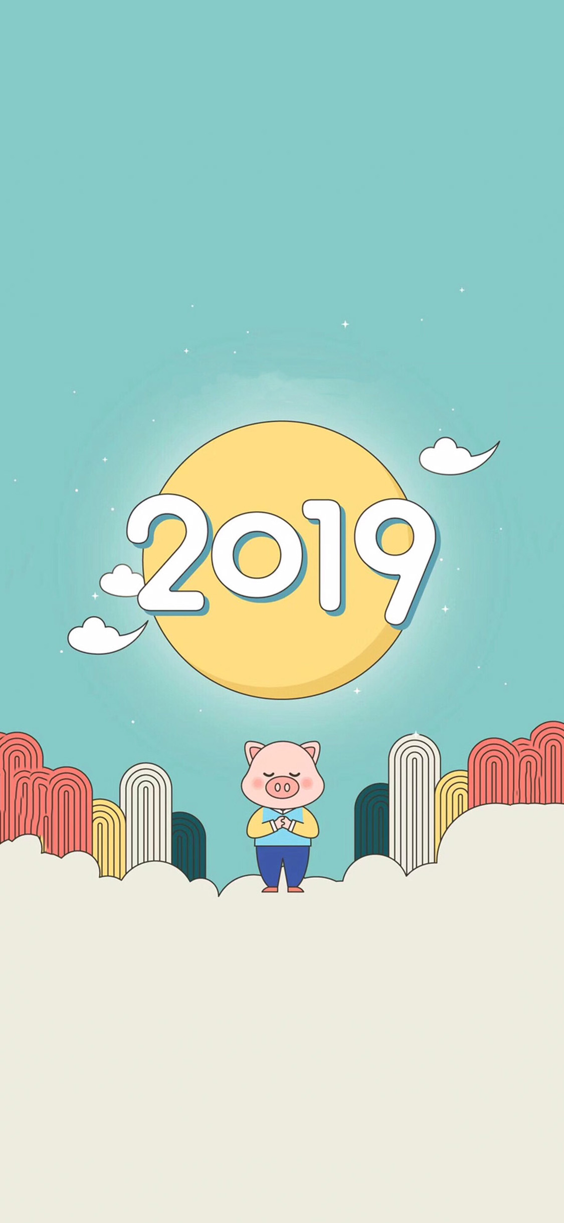 猪年 2019年 卡通 猪猪 苹果手机高清壁纸 112