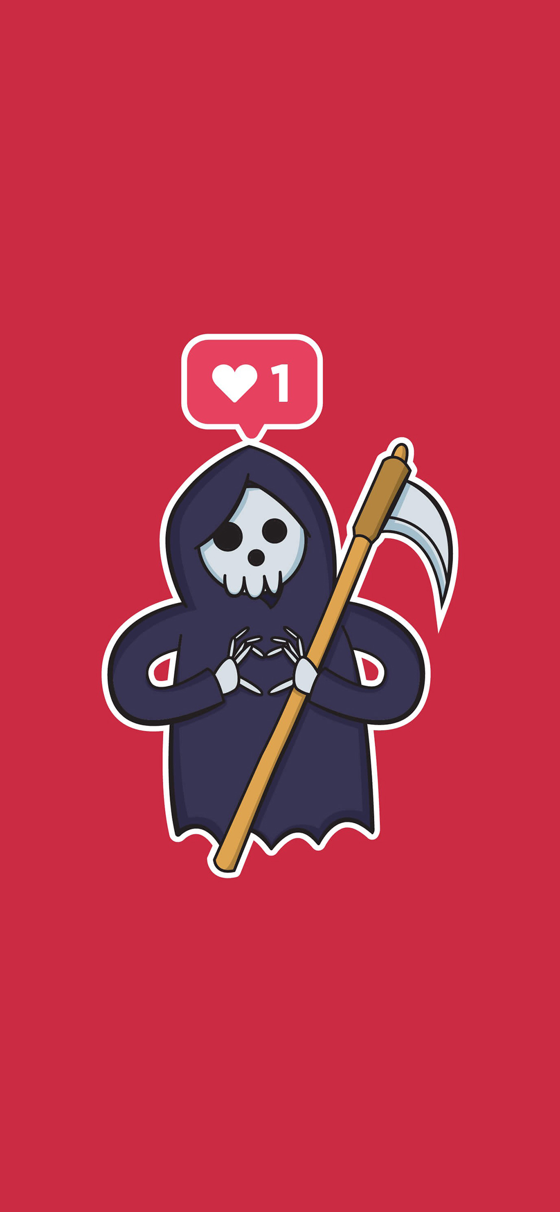 插画 比心 镰刀 骷髅头 苹果手机高清壁纸 1125