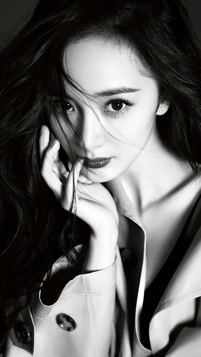 杨幂 大幂幂 黑白 演员 明星 苹果手机高清壁纸 640x1136_爱思助手