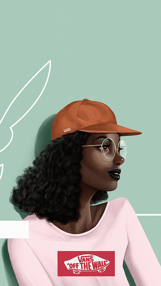 vans 品牌 插画 女孩 个性 苹果手机高清壁纸 6