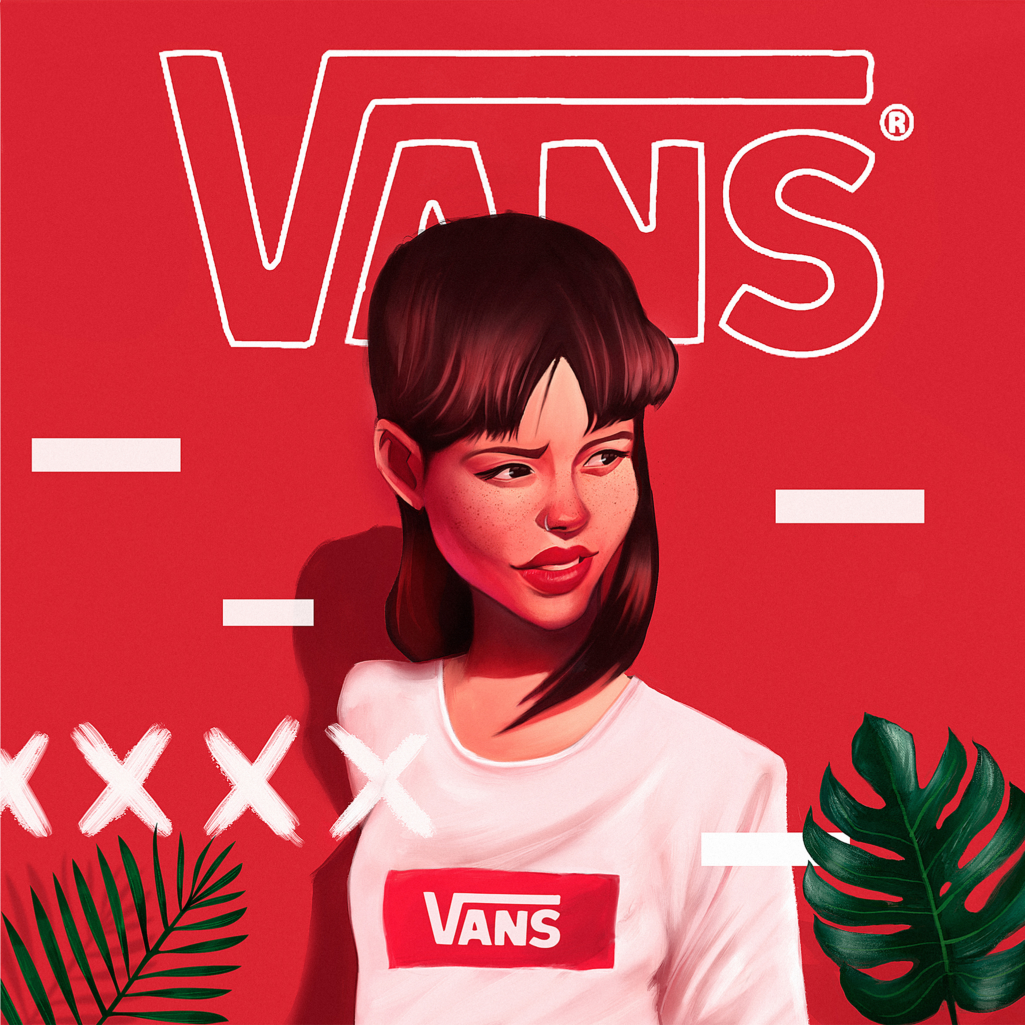 vans 品牌 插画 女孩 个性 苹果手机高清壁纸 2