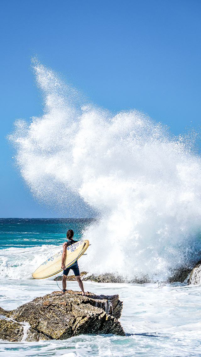 冲浪 浪花 海浪 冲浪板 苹果手机高清壁纸 640x