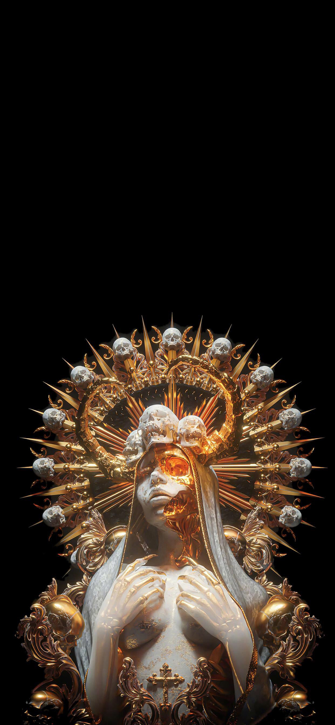 雕塑 骷髅头 艺术 创造 苹果手机高清壁纸 1125