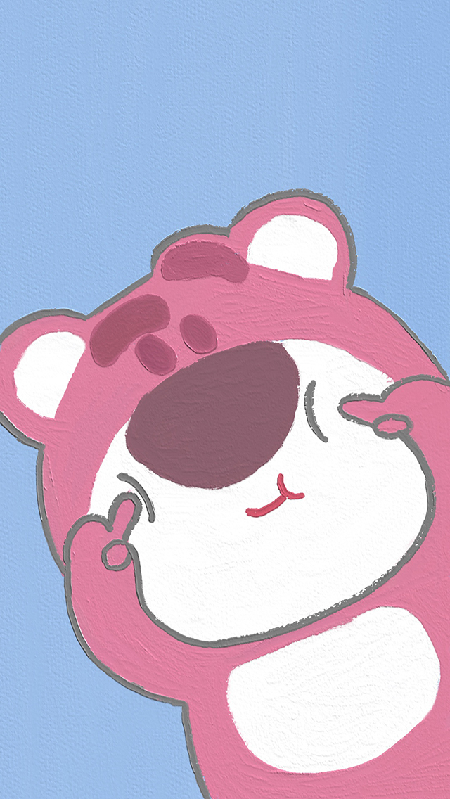 插图 蓝色背景 迪士尼 草莓熊 苹果手机高清壁纸 640x1136_爱思助手