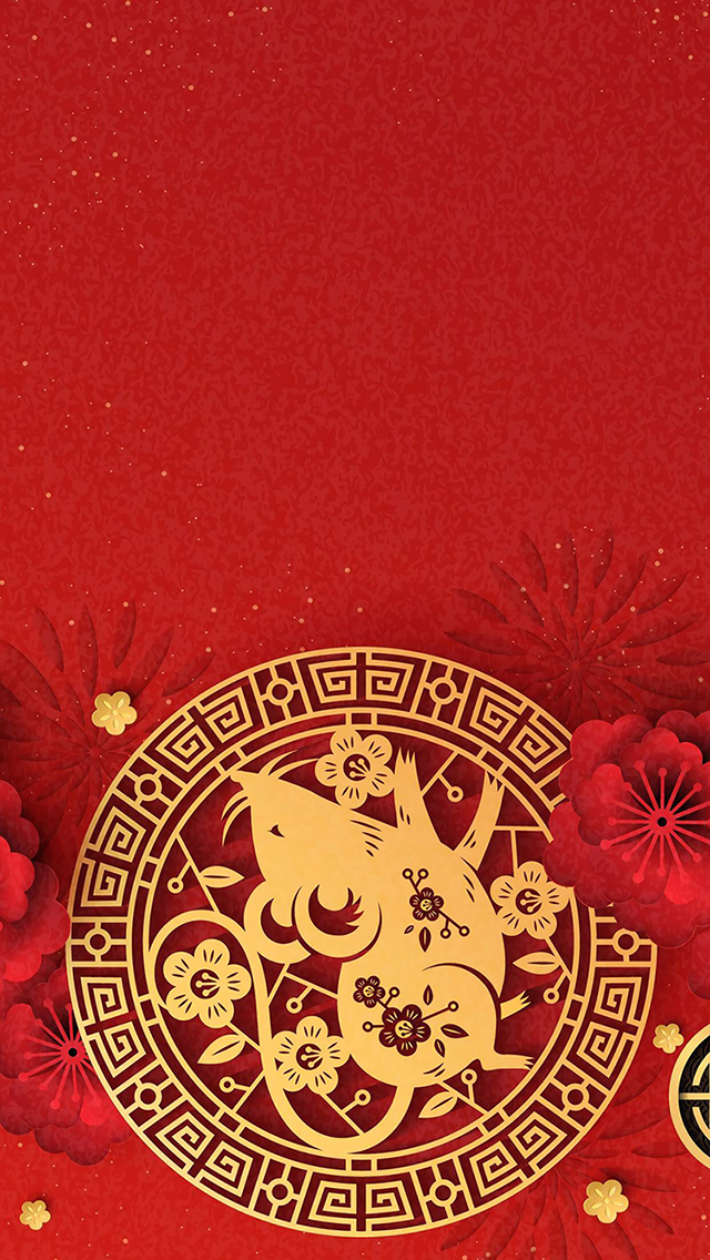 鼠年 剪纸 手工 喜庆 苹果手机高清壁纸 640x11