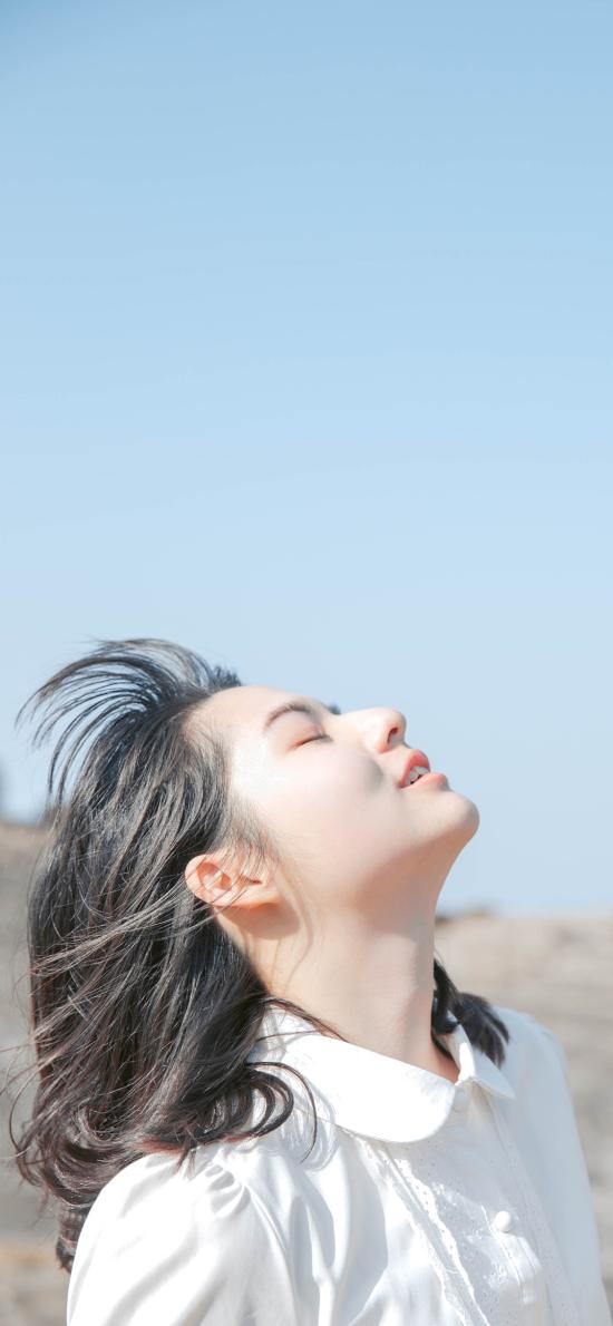 侧颜 仰面 清新 文艺 女孩 短发