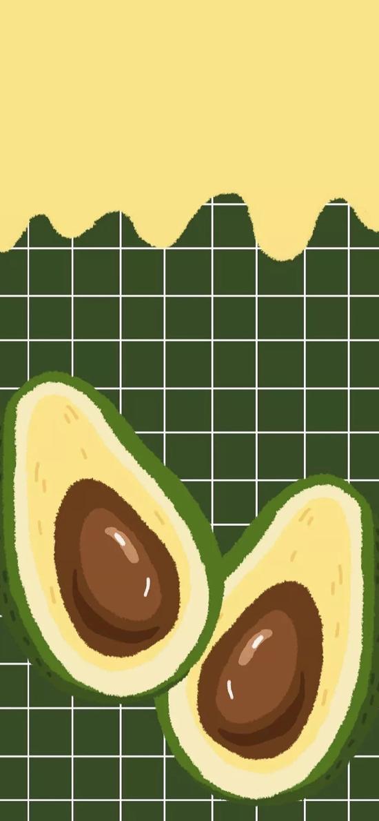 绘画 插画 牛油果 绿色